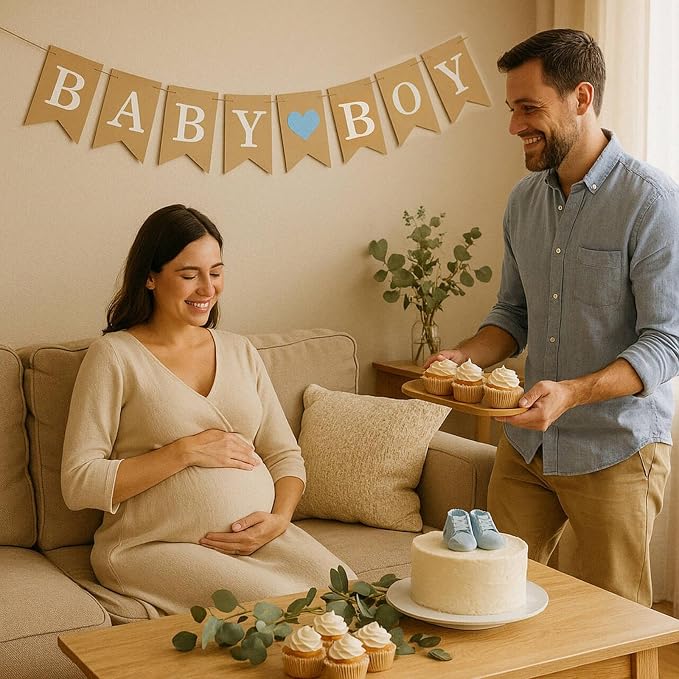 Baby Boy Banner for Party Decorations – It’s a Boy Sign, Rustic Garland - Image 3