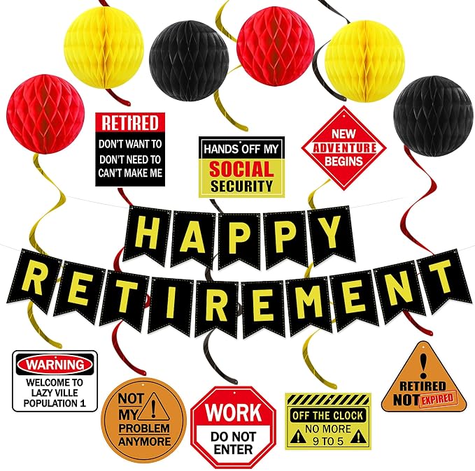 Roetyce Retirement Decorations Men Women, Caution Happy Retirement Banner | by Roetyce