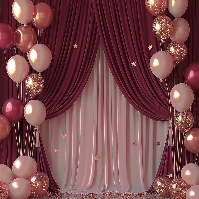 ESGOTBME 10x10ft Wrinkle Free ‌Burgundy Backdrop Curtain - Image 9