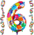 40 Inch Number 6 Balloon, Colorful Foil Mylar Balloons by TNCDJKPA