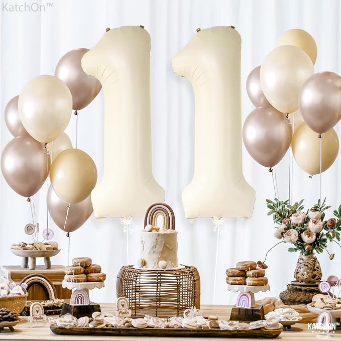 KatchOn Cream White Number 11 Balloon 40 Inch, 11th Birthday Balloon Decor | - Image 2