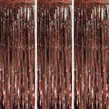 Voircoloria Brown Foil Fringe Backdrop Curtains, 3 Pack | Tinsel Streamers by Voircoloria