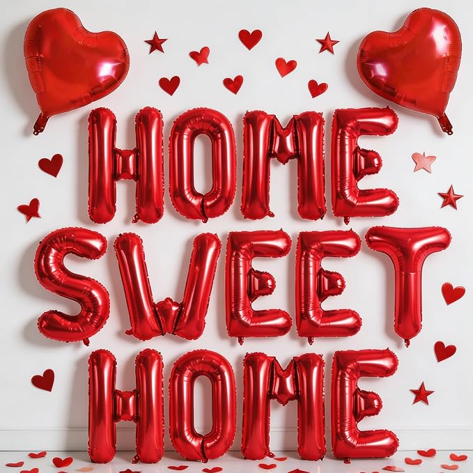 TONIFUL 16 Inch Red HOME SWEET HOME Letter Balloon Decor by TONIFUL