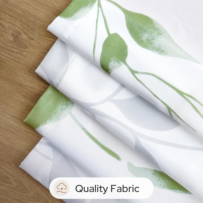 HOMEIDEAS Non-See-Through Sage Green and White Privacy Sheer Curtains 52 X 84 - Image 6