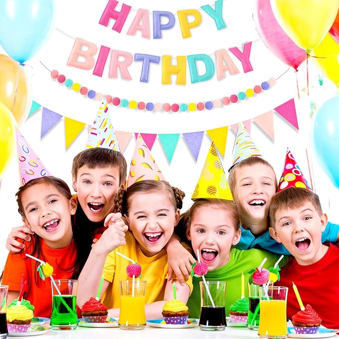 CANREVEL 3 PCS Pre-Strung 3D Happy Birthday Banner Decorations, Candy | - Image 5