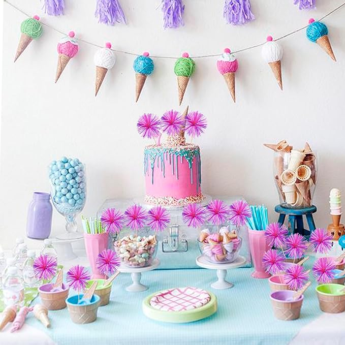 30 PCS Foil Firework Cupcake Toppers Happy Birthday Cupcake Toppers Sparkle - Image 6