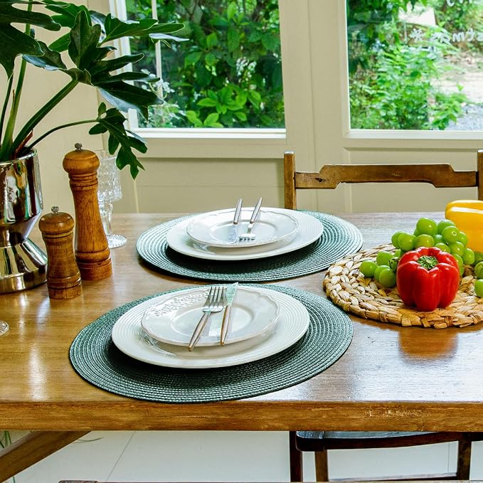 FunWheat Round Braided Placemats Set of 8 Table Mats - Image 4