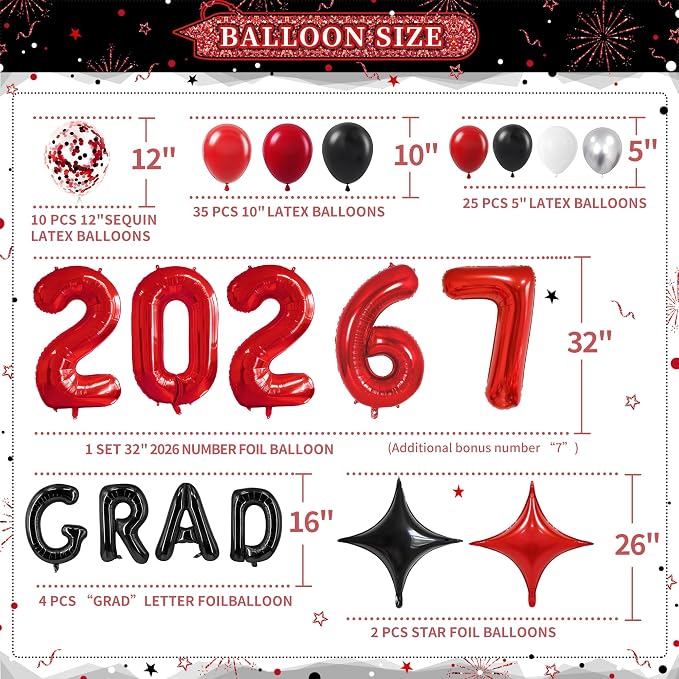Party Spot！2026 Red and Black Graduation Party Decorations - Image 3