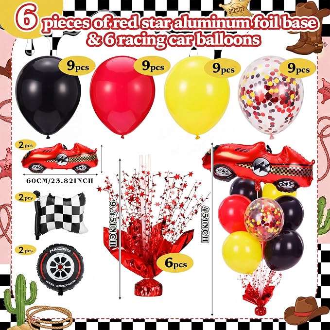 Civaner Race Car Party Balloons Stand Kit 6 Sets, and Red - Image 3
