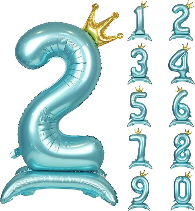 Blue Crown Number 2 Foil Balloon Standing Blue digital 2 Foil Balloon | by YOIOZAIZAI