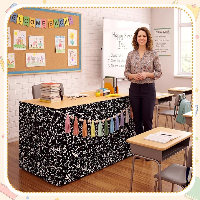 Irenare 2 Pcs 6Ft Composition Table Skirt and Tassels Garland - Image 7