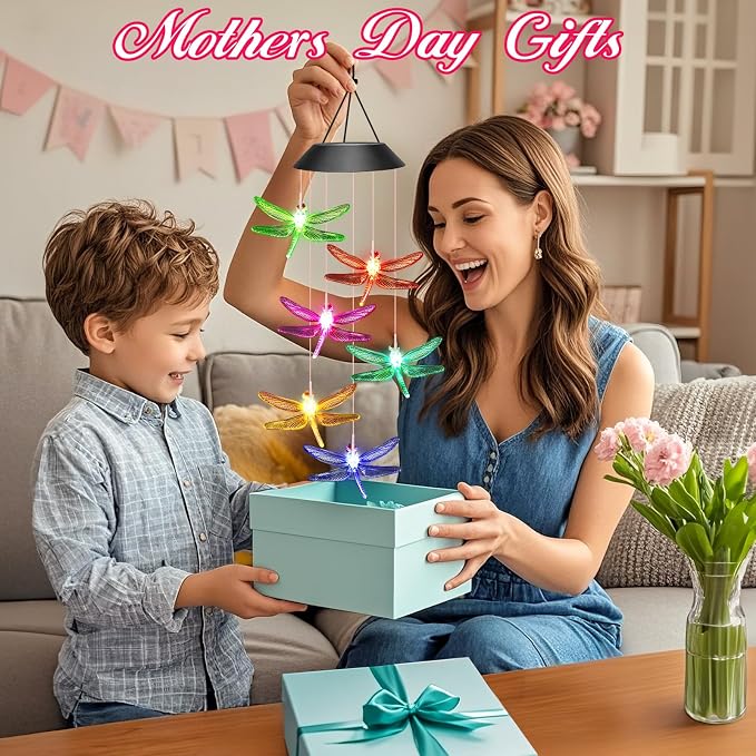 Winzwon Gifts for Mom Grandma Wife Solar Lights Outdoor Wind Chimes | WindChime - Image 2