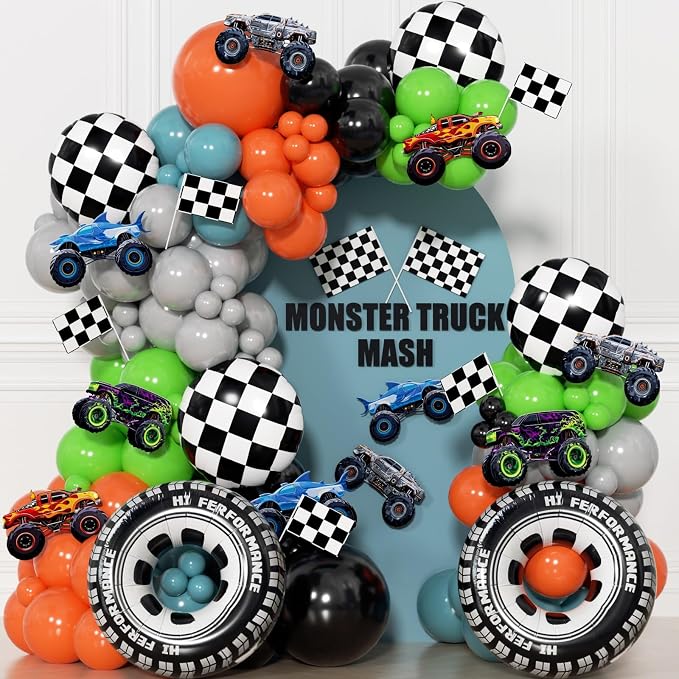 171Pcs Monster Truck Balloons Garland Arch Kit by Unknown