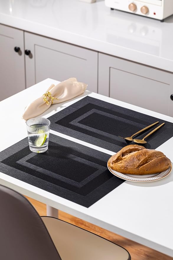 LEXMORE Placemats Set of 4 Vinyl/Plastic Woven Place Mats - Image 6