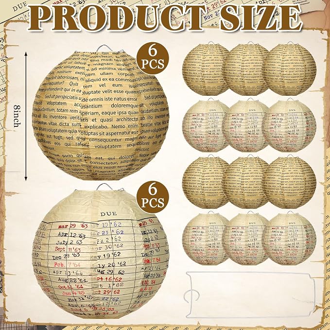 Baquler 12 Pcs Vintage Book Hanging Paper Lanterns Party Decorations, 8 Inch - Image 2