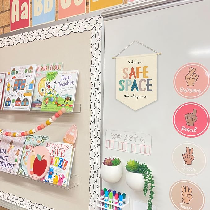 Safe Space Wall Hanging Banner, Therapy Office Wall Decor, Classroom Office - Image 2