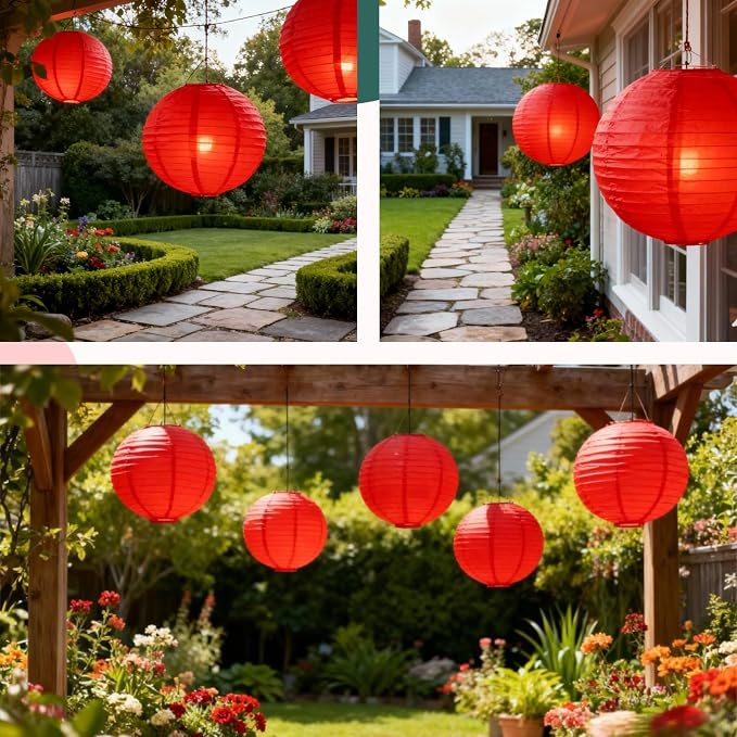 Red Chinese Paper Lanterns - Image 3