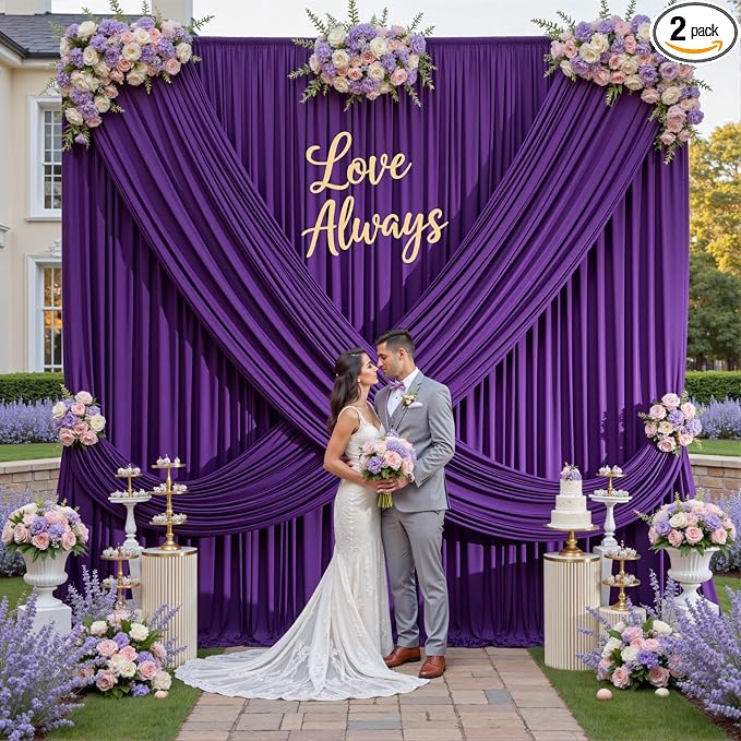 10ft×12ft Wrinkle Free Purple Backdrop Curtain by ENJOYYOURPARTY