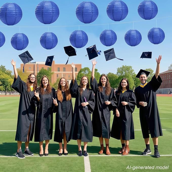 LIHAO 10pcs Blue Paper Lanterns, Graduation Party Classroom Decor | Chinese - Image 4