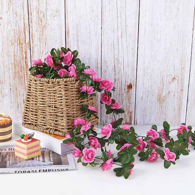 Artificial Flower Garland 6pcs 8.2ft Rose Vine Decor, Magenta Flower | PONKING - Image 6