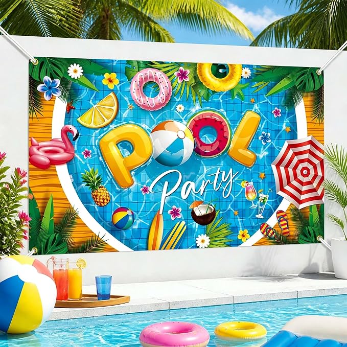 Pool Party Banner Pool Party Decorations Large 71 * 43 Inch Summer Party - Image 2