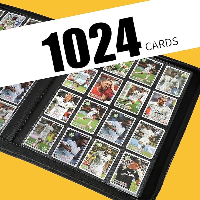 Premium Ringless Trading Card Binder - 1024 Capacity, 16 Side-Loading Pockets per Page, Archival Quality Protection & Anti-Slip Spine for TCG, MTG, Sports Cards (Blue)