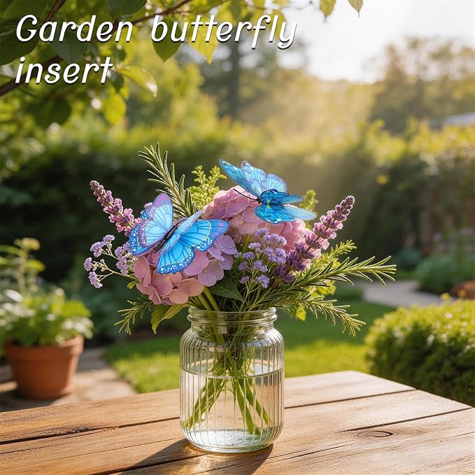 30PCS Blue Butterfly Decorations Artificial Garden Stakes - Image 5