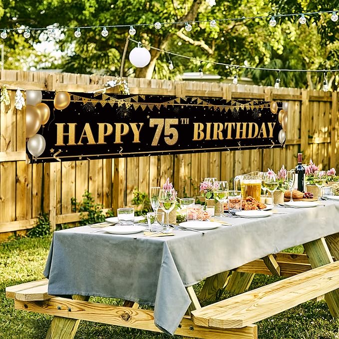 Large Happy 75th Birthday Decoration Banner, 75th Birthday Party Decorations - Image 7