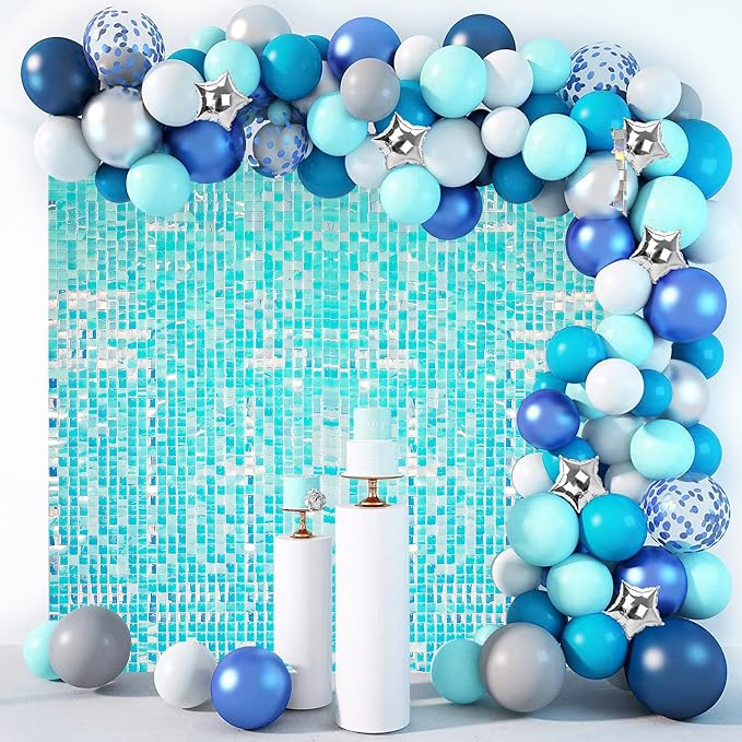 4x6 FT Iridescent Blue Shimmer Wall Backdrop, Glitter Bling Photo Backdrop - Image 6