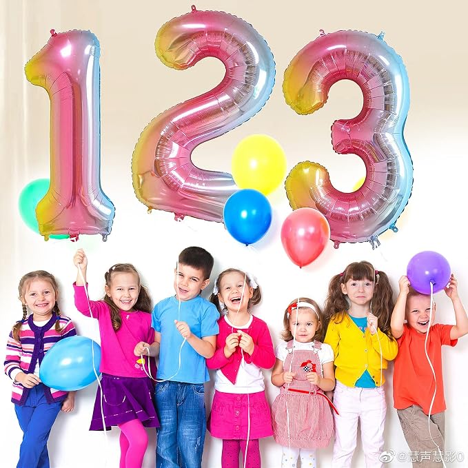 40 Inch Number Balloons 0-9 Rainbow Gradient Large Number 80 Balloons, Digital - Image 4