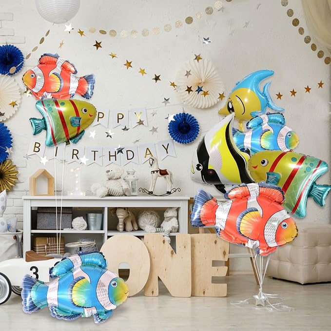 8 Pcs Fish Balloons, Under The Sea Clownfish Tropical Fish Bubble Sea Animal - Image 5