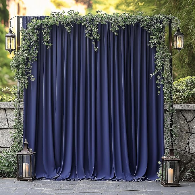 ESGOTBME 30x10ft Wrinkle Free Navy Blue Backdrop Curtain - Image 7