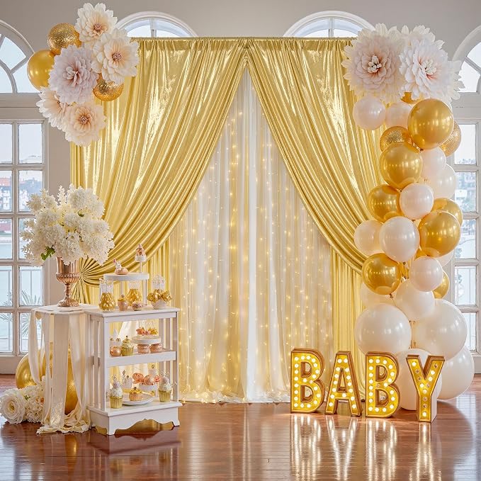 30x10FT Gold Sequin Backdrop Curtain - Image 8
