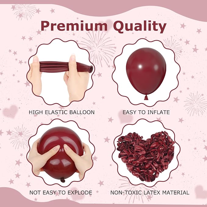 164Pcs Burgundy Balloons Garland Arch Kit Different Sizes | 18 12 10 5 inch - Image 5