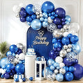 Blue White Silver Balloon Arch Kit, by Kalyerparty