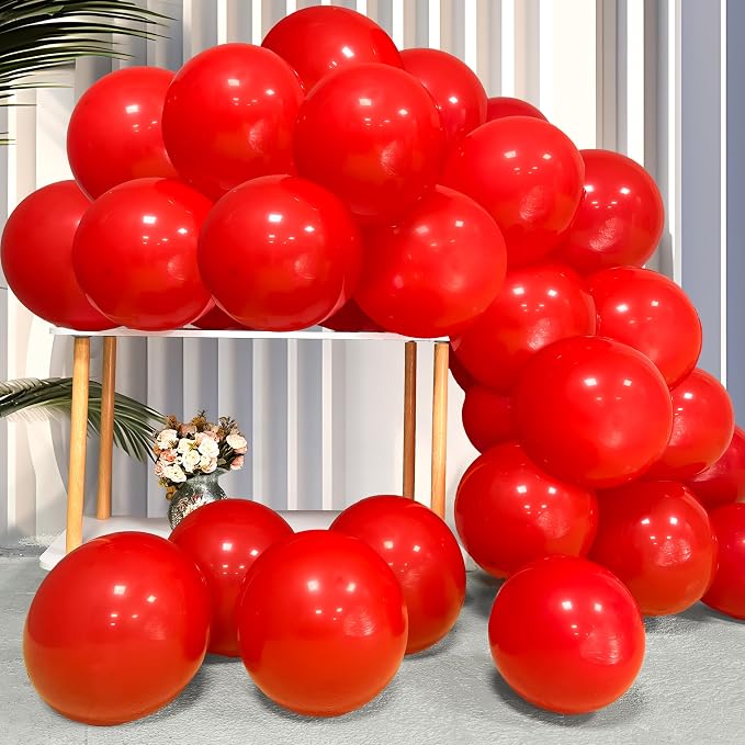Firomi Matte Latex Red Balloons 12-inch 100 Pack | Thicken Big Helium Round Red by Firomi