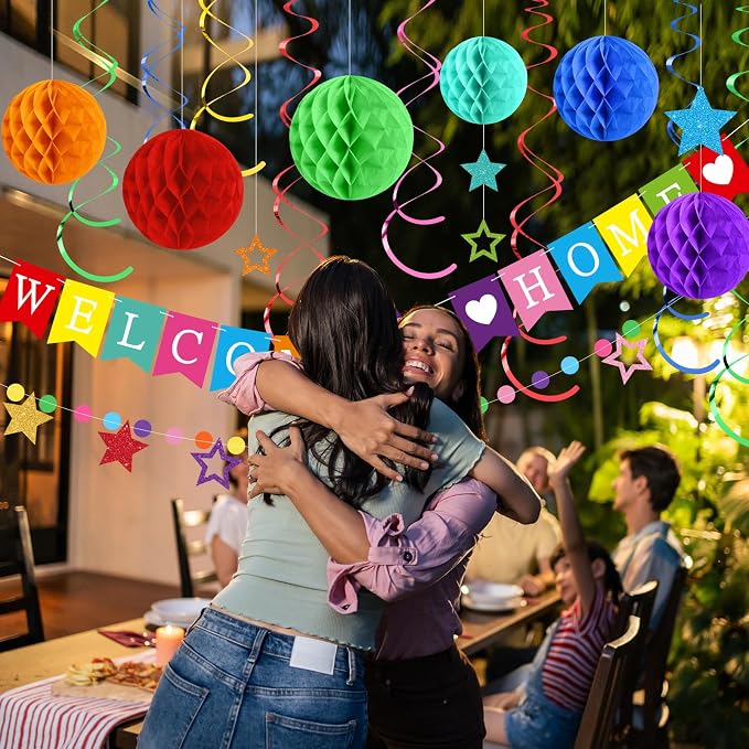Yeaqee Welcome Home Banner Welcome Back Home Decorations 2 Hearts Sign - Image 5