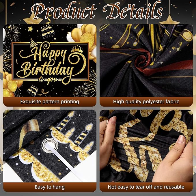 Happy Birthday Backdrop Banner, Happy Birthday Party Decorations Yard Sign - Image 5