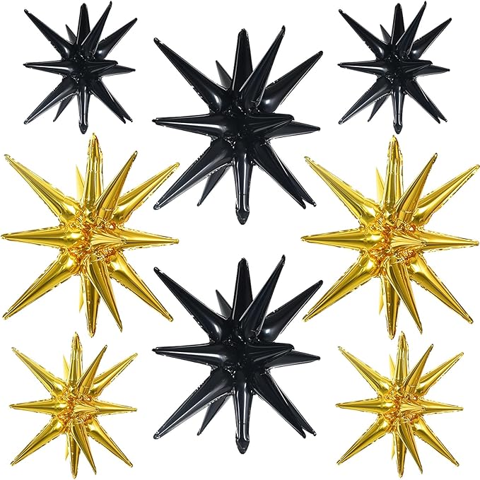TONIFUL 8 Pcs Explosion Star Balloons Black and Gold Foil Party Decorations | 2 by TONIFUL