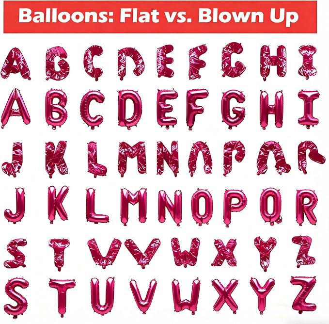 36 Pcs Hot Pink Letter Balloons, Custom A-Z Set - Image 4