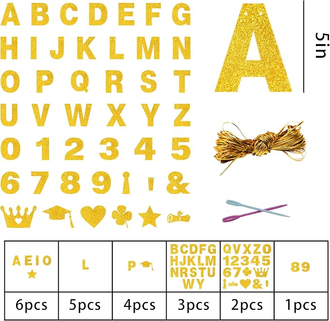 131 PCS Custom Banner 5" DIY Party Letter Banners Personalized Decor | Glitter - Image 2