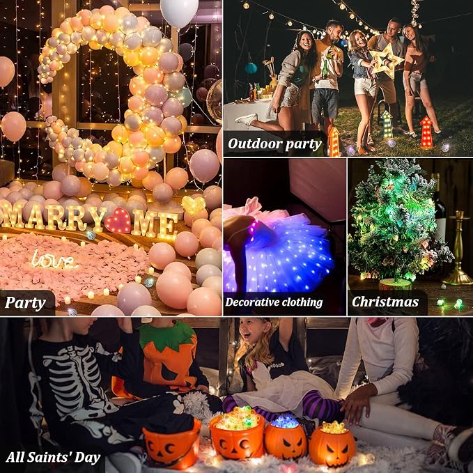 200pcs LED Purple Balloon Light, Round Led Mini LED Lights - Image 6