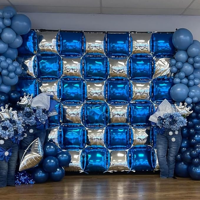 Metallic Navy Blue and Gold, Pearl Blue and Silver Double Sided Square Foil - Image 2