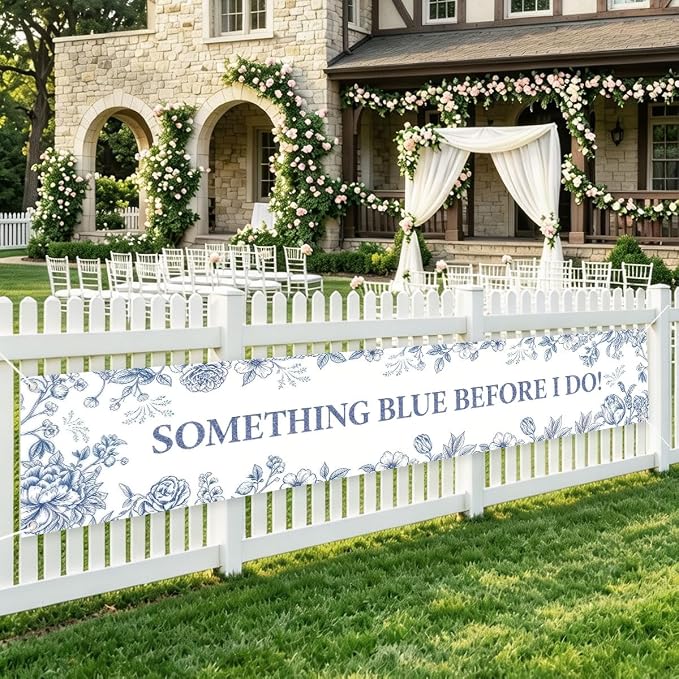 Something Blue Before I Do Banner Bridal Shower Bachelorette Decorations | by WETDNGQI