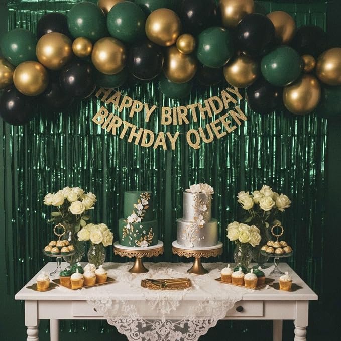 Dark Green Matte Foil Fringe Curtain Backdrop Party Decorations | 2 PCS 6.6×3.3 - Image 8