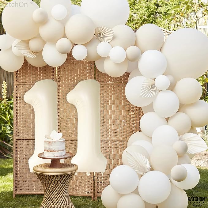 KatchOn Cream White Number 11 Balloon 40 Inch, 11th Birthday Balloon Decor | - Image 5