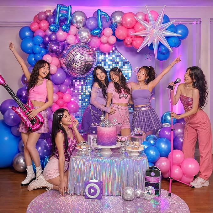 Kpop Music Balloon Garland Arch Kit, Pastel Hot Pink Metallic Blue Purple - Image 3