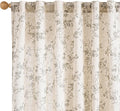 Grey Vintage Floral Linen Curtains Farmhouse 50W X 96L 2 Panels | Elisa Series by Lazzzy