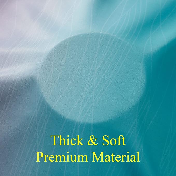Teal and Purple Gradient Curtains 63 Inch Length 2 panels, Ombre and Wavy Line - Image 8