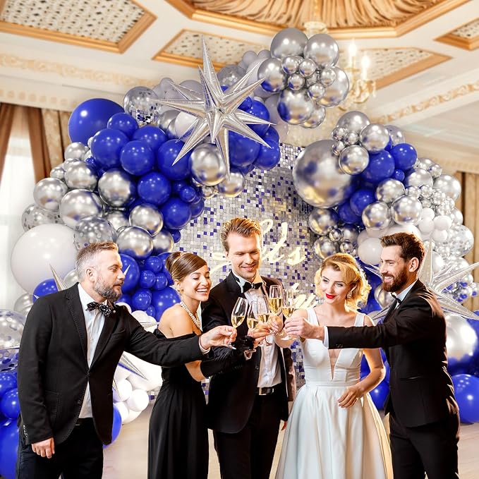 FOTIOMRG 131pcs Royal Blue and Silver Balloon Arch Garland Kit | Royal Blue - Image 5
